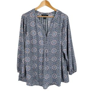 Faith & Zoe Blouse Medallion Print Pastel Size 1X
